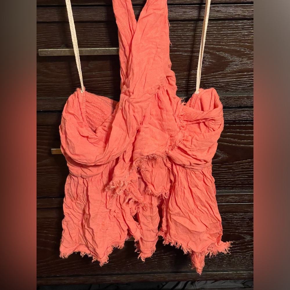 free people coral criss cross halter top medium never worn